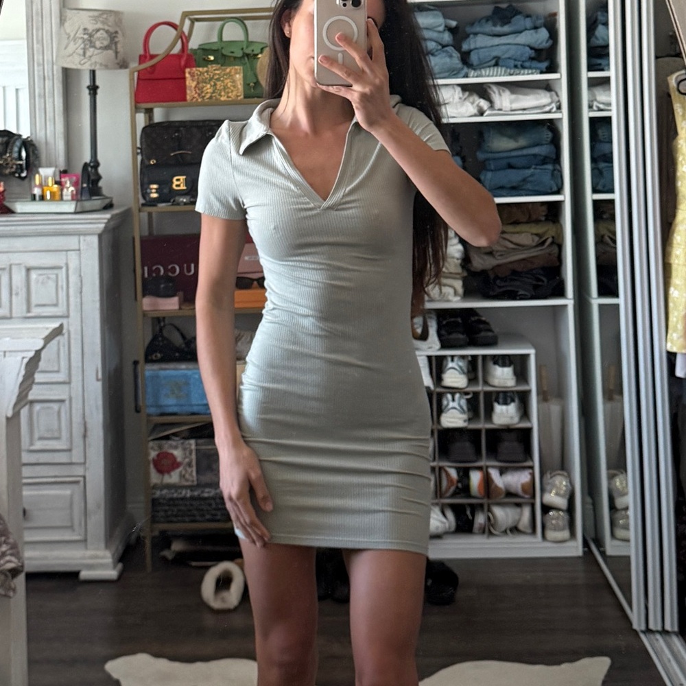 Love Tree Light Gray Collared Mini Dress